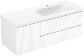 Mexen Rivel armoire de salle de bains 120 cm avec lavabo Vela droit, 2T, 1P, nervurée, blanc mat - 91A23-12047-3-BBFFF01-W23P01