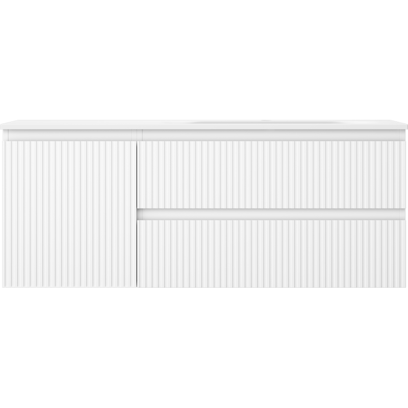Mexen Rivel meuble de salle de bains 120 cm avec lavabo Vela droit, 2S, 1D, rainuré, blanc mat - 91A23-12047-3-BBFFF01-W23P01