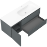 Mexen Rivel meuble de salle de bain 120 cm avec lavabo Vela à droite, 2S, 1D, rainuré, graphite/blanc mat