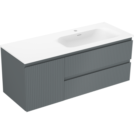 Mexen Rivel meuble de salle de bain 120 cm avec lavabo Vela à droite, 2S, 1D, rainuré, graphite/blanc mat
