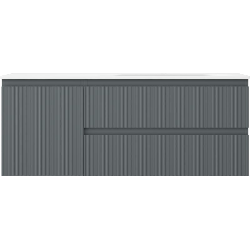 Mexen Rivel meuble de salle de bain 120 cm avec lavabo Vela à droite, 2S, 1D, rainuré, graphite/blanc mat