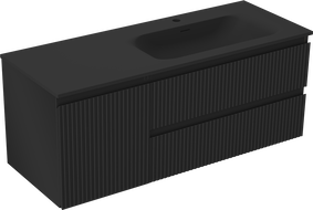 Mexen Rivel meuble de salle de bain 120 cm avec lavabo Vela à droite, 2S, 1D, rainuré, noir mat - 91A23-12047-3-BBFFF71-W23P71