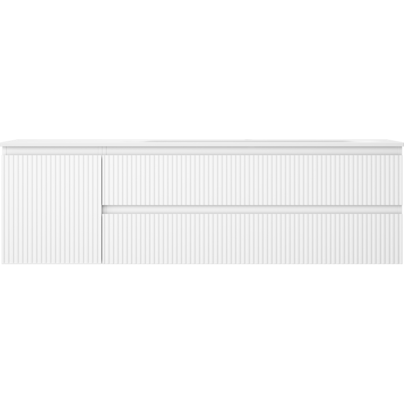 Mexen Rivel Armoire de salle de bain 160 cm avec lavabo Vela à droite, 2S, 1D, rainurée, blanc mat