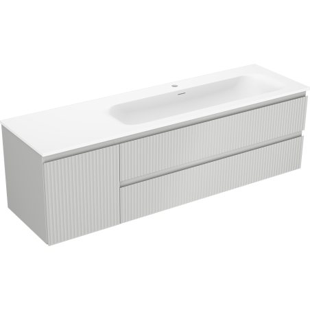 Mexen Rivel meuble de salle de bain 160 cm avec lavabo Vela droit, 2S, 1D, rainuré, gris/blanc mat