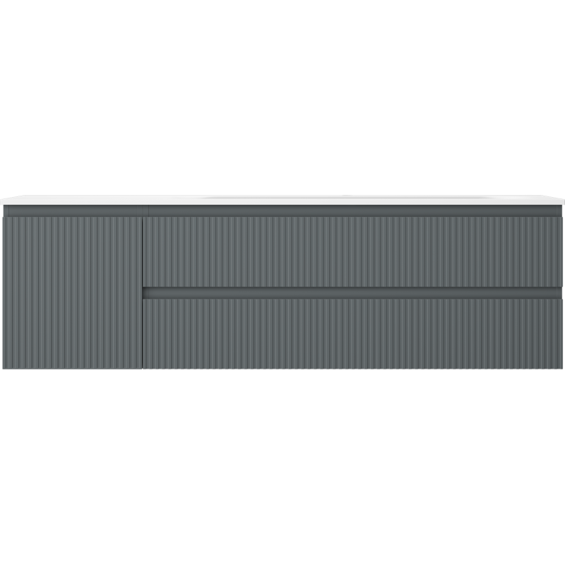 Mexen Rivel armoire de salle de bain 160 cm avec lavabo Vela à droite, 2S, 1D, nervurée, graphite/blanc mat