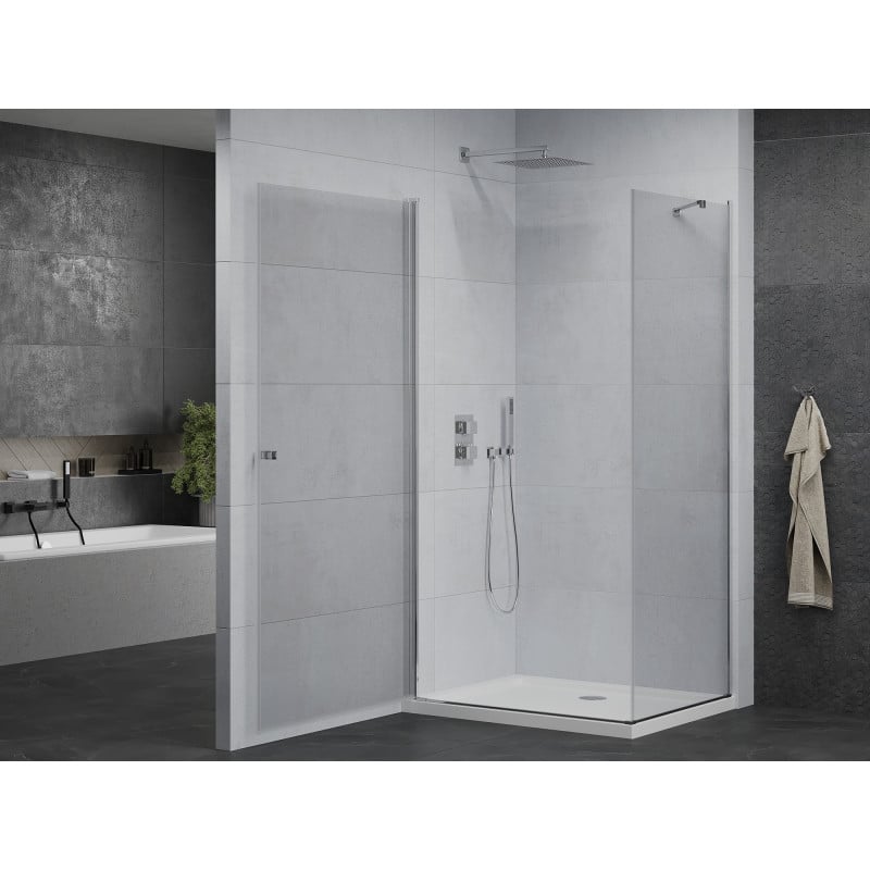 Mexen Pretoria cabine de douche pivotante 80 x 110 cm, transparent, chrome + receveur plat - 852-080-110-01-00-4010