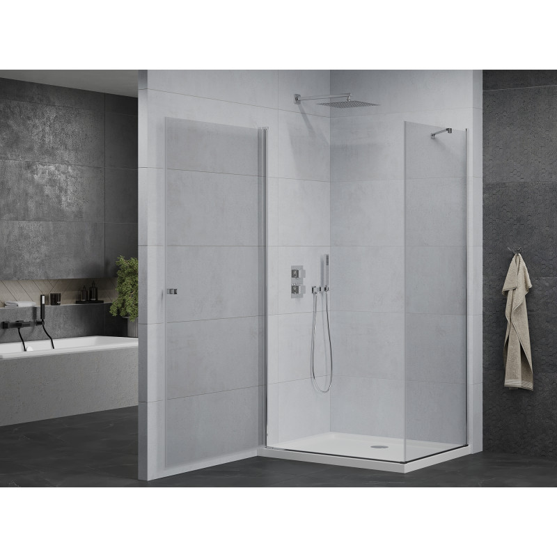 Mexen Pretoria cabine de douche pivotante 80 x 120 cm, transparent, chrome + receveur Flat - 852-080-120-01-00-4010