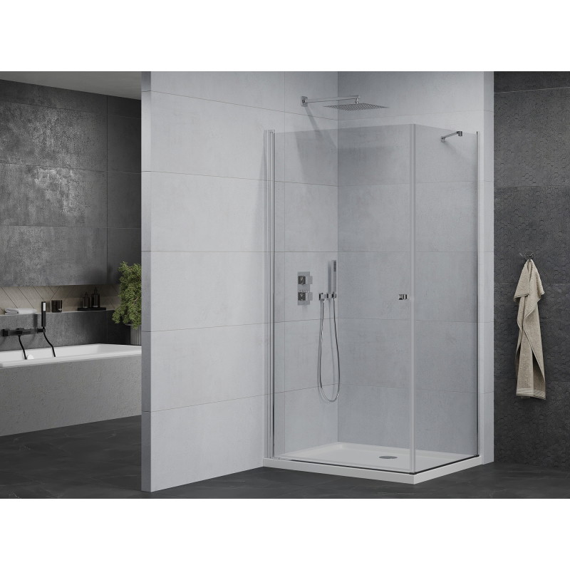 Mexen Pretoria cabine de douche pivotante 80 x 120 cm, transparent, chromé + bac à douche plat - 852-080-120-01-00-4010