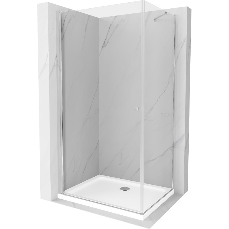 Mexen Pretoria cabine de douche pivotante 80 x 120 cm, transparent, chromé + bac à douche plat - 852-080-120-01-00-4010