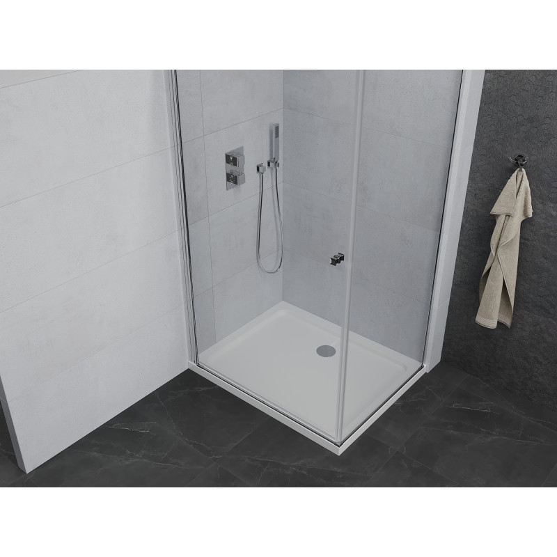 Mexen Pretoria cabine de douche pivotante 100 x 110 cm, transparente, chrome + receveur Flat - 852-100-110-01-00-4010