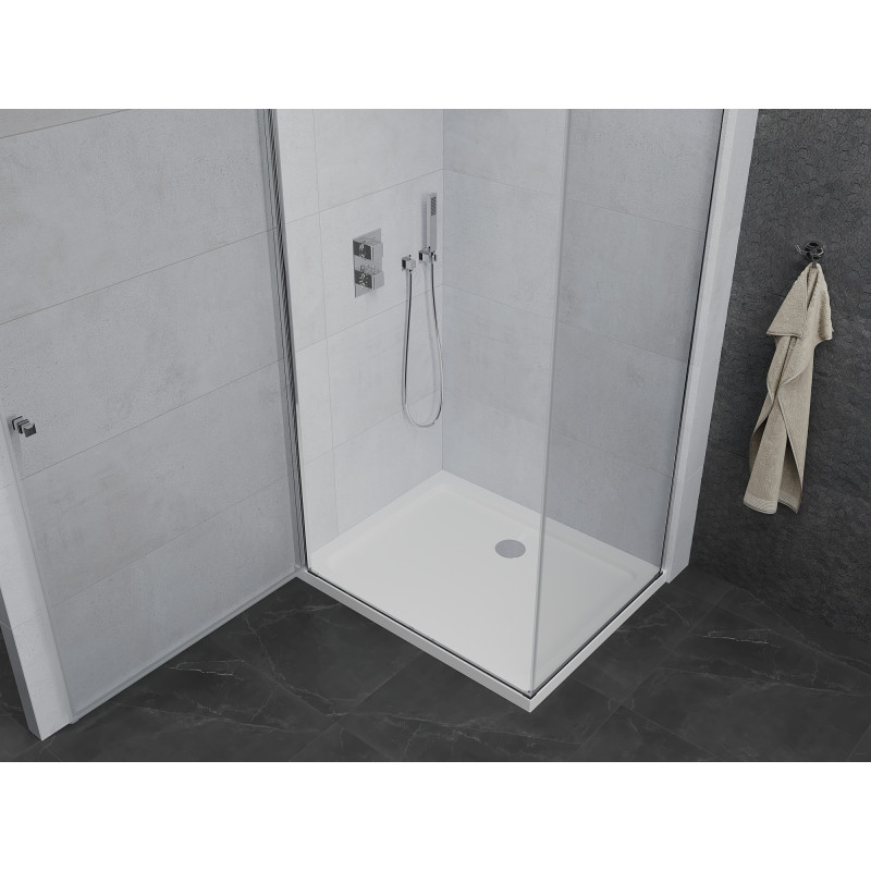 Mexen Pretoria cabine de douche pivotante 100 x 120 cm, transparent, chrome + receveur Flat - 852-100-120-01-00-4010