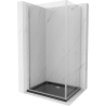Mexen Pretoria cabine de douche battante 70 x 90 cm, transparent, chromé + receveur Flat, noir - 852-070-090-01-00-4070