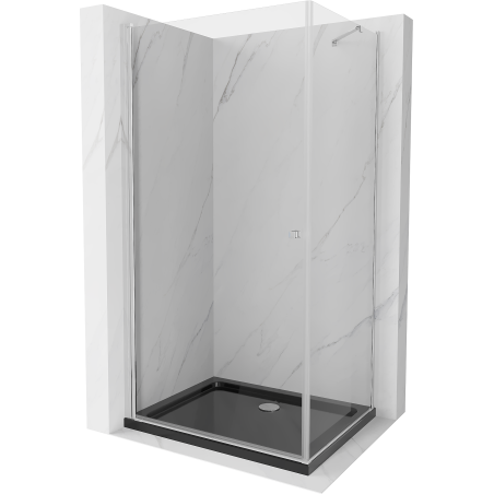 Mexen Pretoria cabine de douche battante 70 x 100 cm, transparent, chrome + receveur plat, noir - 852-070-100-01-00-4070