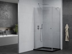 Mexen Pretoria cabine de douche pivotante 70 x 100 cm, transparent, chrome + receveur de douche Flat, noir