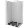 Mexen Pretoria cabine de douche battante 70 x 120 cm, transparent, chrome + receveur Flat, noir - 852-070-120-01-00-4070
