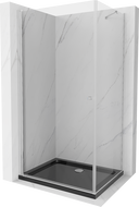 Mexen Pretoria cabine de douche battante 70 x 120 cm, transparent, chromé + receveur Flat, noir - 852-070-120-01-00-4070