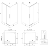 Mexen Rox L cabine de douche coulissante 95 x 90 cm, transparent, or brossé - 8C2L-095-090-55-00