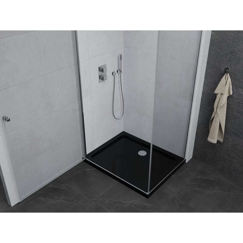 Mexen Pretoria cabine de douche pivotante 100 x 90 cm, transparent, chrome + receveur plat, noir - 852-100-090-01-00-4070