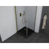 Mexen Pretoria cabine de douche pivotante 70 x 70 cm, transparent, or + receveur Flat, noir - 852-070-070-50-00-4070G