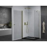 Mexen Pretoria cabine de douche pivotante 70 x 90 cm, transparente, dorée + receveur Flat, noir - 852-070-090-50-00-4070G