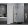 Mexen Pretoria cabine de douche pivotante 70 x 90 cm, transparente, dorée + receveur Flat, noir - 852-070-090-50-00-4070G