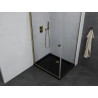 Mexen Pretoria cabine de douche pivotante 70 x 100 cm, transparent, dorée + receveur de douche Flat, noir