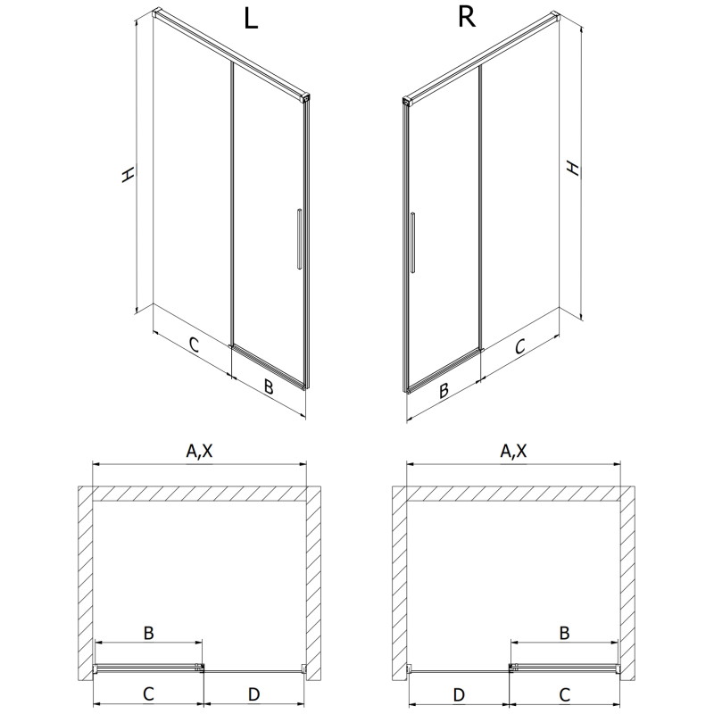 Mexen Rox porte de douche coulissante 160 cm, transparent, gris canon brossé - 8C2-160-000-66-00
