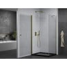 Mexen Pretoria cabine de douche pivotante 90 x 100 cm, transparent, dorée + receveur Flat, noir - 852-090-100-50-00-4070G