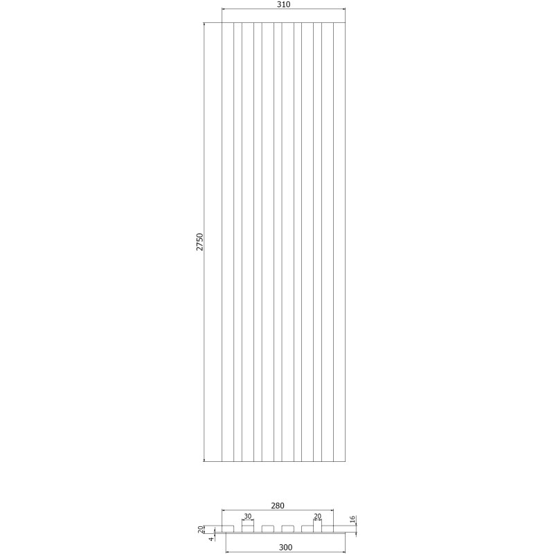 Mexen Lam-B lames murales 275 x 30 cm, panneau HDF 4 mm, placage technique, Noyer Fumé - S100-275307-3015-024