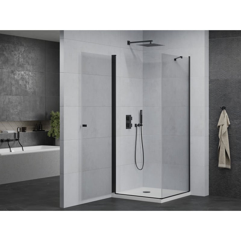 Mexen Pretoria cabine de douche pivotante 70 x 70 cm, transparent, noir + receveur plat - 852-070-070-70-00-4010B