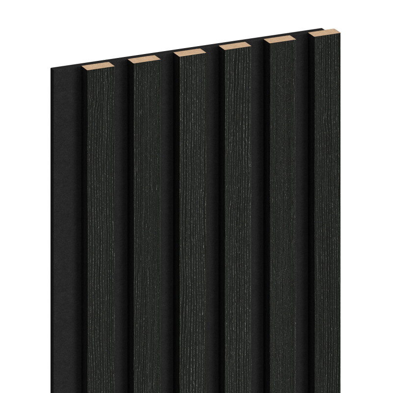 Mexen Lam-F lamelles murales acoustiques 275 x 30 cm, feutre 8 mm, placage technique, Chêne Noir Argenté