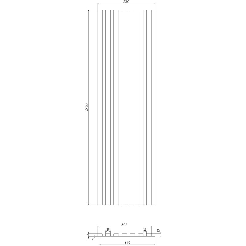 Mexen Lam-B lamelles murales 275 x 31,5 cm, panneau HDF 4 mm, Chêne Blanchi - S100-275317-2812-064