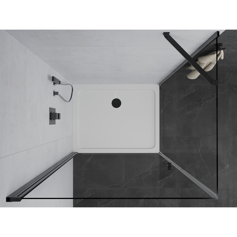 Mexen Pretoria cabine de douche pivotante 70 x 100 cm, transparent, noir + receveur Flat - 852-070-100-70-00-4010B