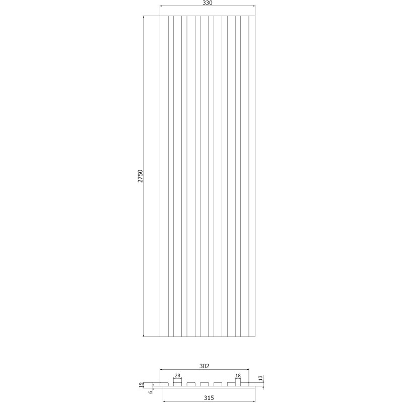 Mexen Lam-F lames murales acoustiques 275 x 31,5 cm, feutre 6 mm, Chêne Perlé - S105-275317-2812-058