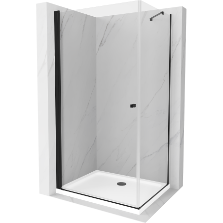 Mexen Pretoria cabine de douche pivotante 70 x 100 cm, transparent, noir + receveur Flat - 852-070-100-70-00-4010B