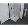 Mexen Pretoria cabine de douche battante 80 x 80 cm, transparente, noire + receveur Flat - 852-080-080-70-00-4010B