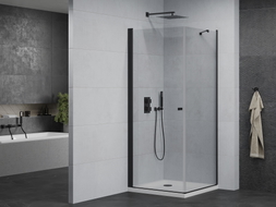 Mexen Pretoria cabine de douche pivotante 80 x 80 cm, transparent, noir + receveur Flat - 852-080-080-70-00-4010B