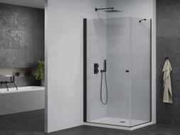 Mexen Pretoria cabine de douche pivotante 80 x 120 cm, transparent, noir + receveur Flat - 852-080-120-70-00-4010B