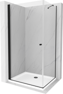 Mexen Pretoria cabine de douche pivotante 80 x 120 cm, transparent, noir + receveur Flat - 852-080-120-70-00-4010B