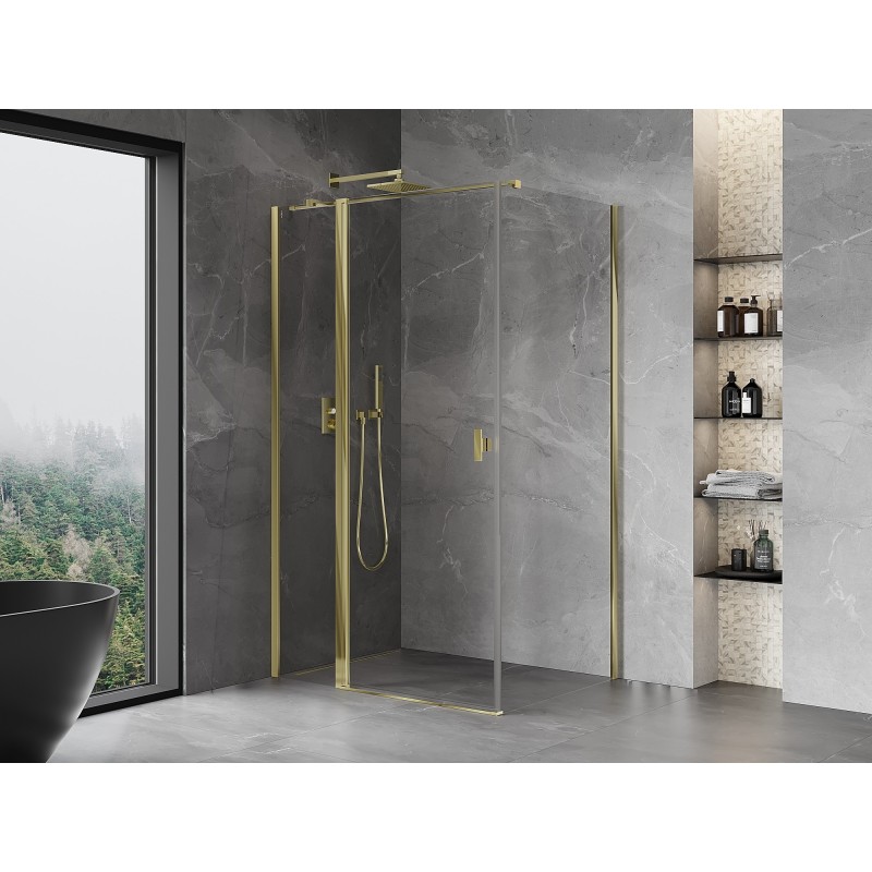 Mexen Mist T cabine de douche pivotante 95 x 110 cm, transparent, doré - 8A4T-095-110-50-00
