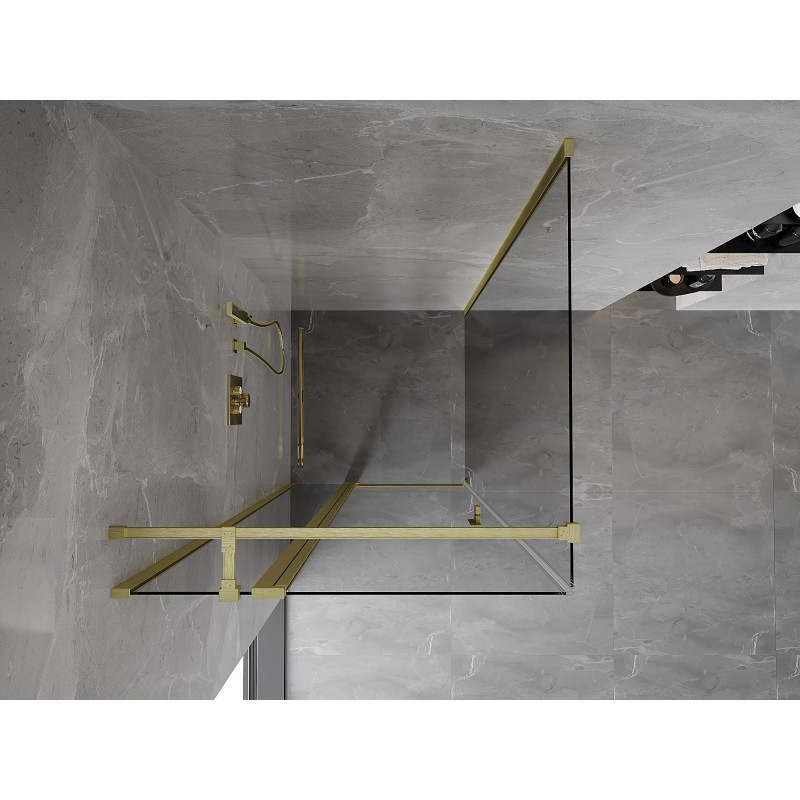 Mexen Mist T cabine de douche pivotante 75 x 75 cm, transparent, or brossé - 8A4T-075-075-55-00