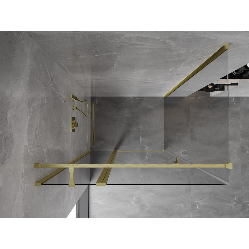Mexen Mist T cabine de douche pivotante 120 x 70 cm, transparent, or brossé - 8A4T-120-070-55-00