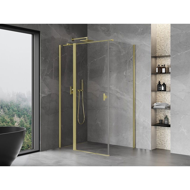 Mexen Mist T cabine de douche pivotante 75 x 85 cm, transparent, doré brossé - 8A4T-075-085-55-00