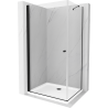 Mexen Pretoria cabine de douche pivotante 100 x110 cm, transparente, noire + receveur Flat - 852-100-110-70-00-4010B