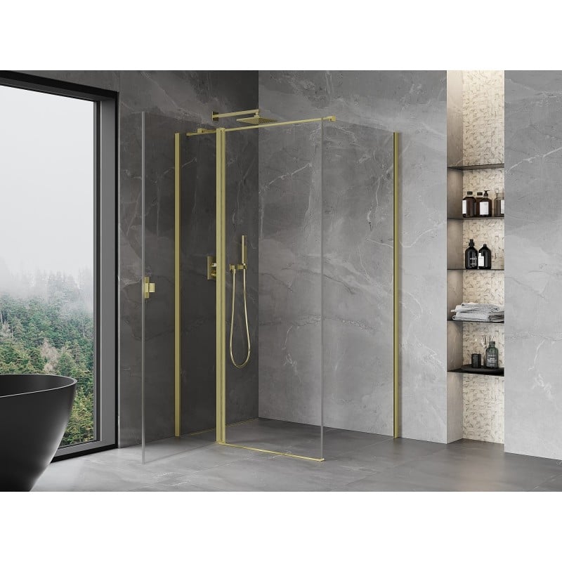 Mexen Mist T cabine de douche pivotante 110 x 95 cm, transparent, or brossé - 8A4T-110-095-55-00