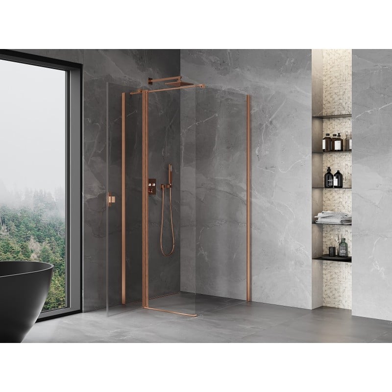 Mexen Mist T cabine de douche pivotante 80 x 80 cm, transparent, cuivre brossé - 8A4T-080-080-65-00