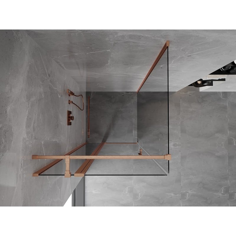 Mexen Mist T cabine de douche pivotante 100 x 100 cm, transparent, cuivre brossé - 8A4T-100-100-65-00