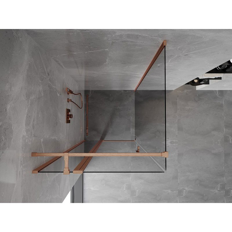 Mexen Mist T cabine de douche pivotante 120 x 120 cm, transparent, cuivre brossé - 8A4T-120-120-65-00