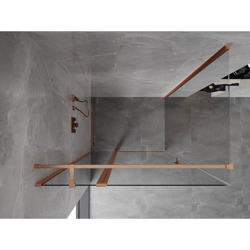 Mexen Mist T cabine de douche pivotante 95 x 70 cm, transparent, cuivre brossé - 8A4T-095-070-65-00
