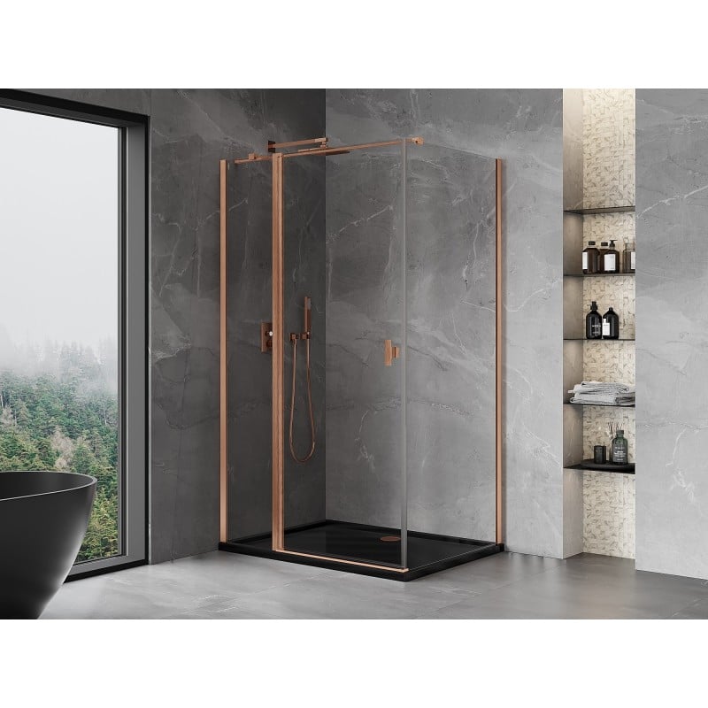 Mexen Mist T cabine de douche pivotante 90 x 85 cm, transparent, cuivre brossé - 8A4T-090-085-65-00